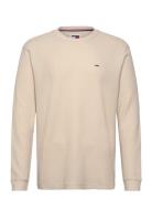 Tjm Reg Waffle L/S Tee Tops T-Langærmet Skjorte Beige Tommy Jeans