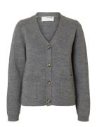 Slfana Ls Knit Wool Cardigan Noos Tops Knitwear Cardigans Grey Selected Femme