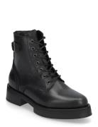 Biapanama Lace Up Boot Smooth Leather Shoes Boots Ankle Boots Laced Boots Black Bianco