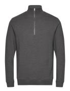 Mens Pullover Lg. Sleeve Crew-Neck Tops Knitwear Half Zip Jumpers Grey Denham