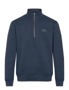 Standard Half Zip Logo Sweat Tops Sweatshirts & Hoodies Sweatshirts Navy Mads Nørgaard