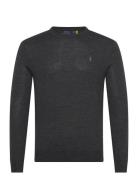 Slim Fit Washable Wool Crewneck Sweater Tops Knitwear Round Necks Grey Polo Ralph Lauren