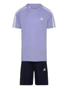 U Tr-Es 3S Tset Sets Sets With Short-sleeved T-shirt Blue Adidas Sportswear