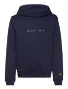 Multi Coloured Embroidery Hoodie Tops Sweatshirts & Hoodies Hoodies Navy Lyle & Scott