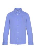 Cotton Interlock Shirt Tops Shirts Long-sleeved Shirts Blue Ralph Lauren Kids