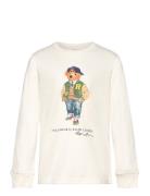 Polo Bear Cotton Long-Sleeve Tee Tops T-shirts Long-sleeved T-Skjorte Cream Ralph Lauren Kids