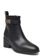 Th Logo Mid Heel Bootie Shoes Boots Ankle Boots Ankle Boots With Heel Black Tommy Hilfiger