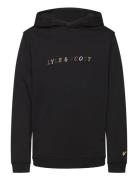 Multi Coloured Embroidery Hoodie Tops Sweatshirts & Hoodies Hoodies Black Lyle & Scott