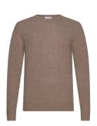 Man O-Neck Cable Sweater Designers Knitwear Round Necks Brown Davida Cashmere