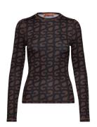 Elastic Long Sleeve Top, 2244 Stock Tops T-shirts & Tops Long-sleeved Brown STINE GOYA