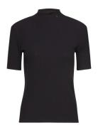 Core Mock Neck Rib T-Shirt Tops T-shirts & Tops Short-sleeved Black Scotch & Soda