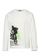 T-Shirt L/S Tops T-shirts Long-sleeved T-Skjorte White United Colors Of Benetton