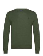 Slim Fit Washable Wool Crewneck Sweater Tops Knitwear Round Necks Green Polo Ralph Lauren