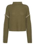 Vmnewcream Ls Funnelneck Pullover Boo Tops Knitwear Jumpers Khaki Green Vero Moda