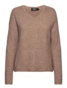 Onlcamilla V-Neck L/S Pullover Knt Noos Tops Knitwear Jumpers Brown ONLY