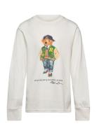 Polo Bear Cotton Long-Sleeve Tee Tops T-shirts Long-sleeved T-Skjorte White Ralph Lauren Kids