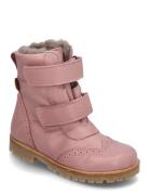 Rub Sole™ Broque Velcro Boot Tex Vinterstøvler Med Burrebånd Pink Pom Pom