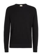 Small Basquet Weave Cn Sweater Tops Knitwear Round Necks Black Calvin Klein