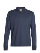 Liquid Touch Welt Zip Ls Polo Tops Polos Long-sleeved Navy Calvin Klein