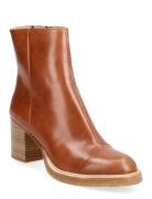 Bootie - Block Heel - With Zippe Shoes Boots Ankle Boots Ankle Boots With Heel Brown ANGULUS