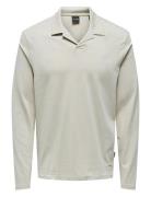 Onsbrody Reg Split Neck Ls Polo Tops Polos Long-sleeved Beige ONLY & SONS