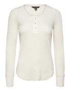 Stretch Cotton Long-Sleeve Henley Tee Tops T-shirts & Tops Long-sleeved Cream Lauren Ralph Lauren