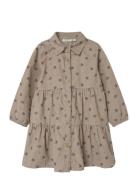 Nmfnola Floral Cord Dress 8260-Mu N Lil Dresses & Skirts Dresses Casual Dresses Long-sleeved Casual Dresses Brown Lil'Atelier