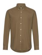 Brushed Twill Shirt-Classic Fit Designers Shirts Casual Khaki Green Morris