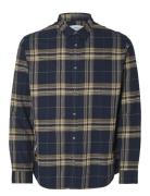 Slhslimowen-Brushed Shirt Ls Noos Tops Shirts Casual Navy Selected Homme