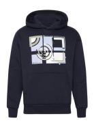 Relaxed Hoodie With Print Tops Sweatshirts & Hoodies Hoodies Navy Tom Tailor