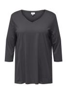 Carbonnie Life 3/4 V-Neck A-Shape Jrs Tops T-shirts & Tops Short-sleeved Grey ONLY Carmakoma