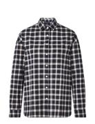 Edith Organic Cotton Flannel Check Shirt Tops Shirts Long-sleeved Navy Lexington Clothing