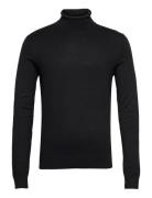 Mélange Roll Neck Knit Tops Knitwear Turtlenecks Black Lindbergh