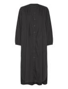 Lauren Shirtdress Poplin Knælang Kjole Black Moshi Moshi Mind