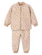 Nmflajuno Quilt Set Aop 1Fo Lil Outerwear Thermo Outerwear Thermo Sets Beige Lil'Atelier