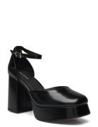 Stb-Priscilla Ankle Strap Leather Shoes Heels Pumps Classic Black Shoe The Bear