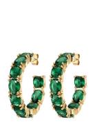 Gretia Sg Emerald Green Accessories Jewellery Earrings Hoops Green Dyrberg/Kern