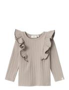 Nmfnara Ls Slim Top Lil Tops T-shirts Long-sleeved T-Skjorte Beige Lil'Atelier