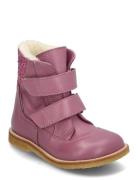 Boots - Flat - With Velcro Vinterstøvler Med Burrebånd Pink ANGULUS