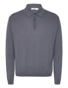 100% Cotton Knitted Polo Shirt Tops Knitwear Long Sleeve Knitted Polos Grey Mango