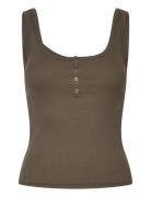 Top With Straps And Buttons Tops T-shirts & Tops Sleeveless Khaki Green Mango