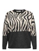 Carjade Zebra L/S O-Neck Knt Noos Tops Knitwear Jumpers Black ONLY Carmakoma