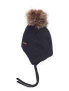 Hat W. Detachable Fake Fur Accessories Headwear Hats Beanie Navy Minymo