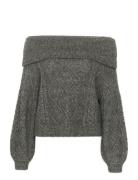 Adiegz Off Shoulder Tops Knitwear Jumpers Grey Gestuz