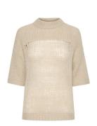 Lingomw Knit Blouse Ss Tops Knitwear Jumpers Beige My Essential Wardrobe