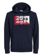 Jjnolan Sweat Hood Tops Sweatshirts & Hoodies Hoodies Navy Jack & J S