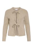 Vifloey L/S O-Neck Short Tie Cardigan/Ka Tops Knitwear Cardigans Beige Vila