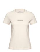 Monologo Slim Tee Tops T-shirts & Tops Short-sleeved Cream Calvin Klein Jeans