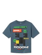 Nkmsanti Minecraft Ss Nreg Top Bfu Tops T-Kortærmet Skjorte Blue Name It