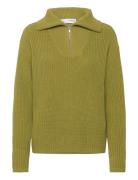 Slfbloomie Ls Knit Half Zip Noos Tops Knitwear Jumpers Green Selected Femme